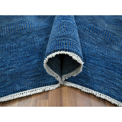 Modern and Contemporary Wool & Silk Hand Knotted Rug Blue 9.0x11.11 -O076322