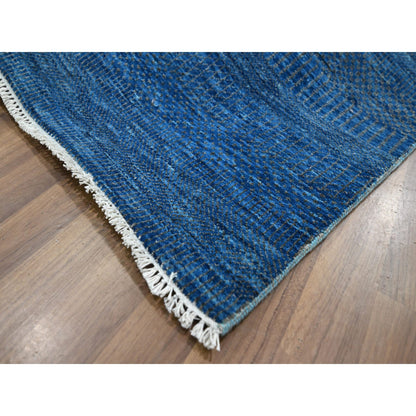 Modern and Contemporary Wool & Silk Hand Knotted Rug Blue 9.0x11.11 -O076322