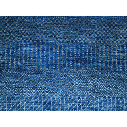 Modern and Contemporary Wool & Silk Hand Knotted Rug Blue 9.0x11.11 -O076322