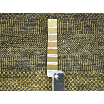 Modern and Contemporary Wool & Silk Hand Knotted Rug Brown 9.2x12.6 -O076323