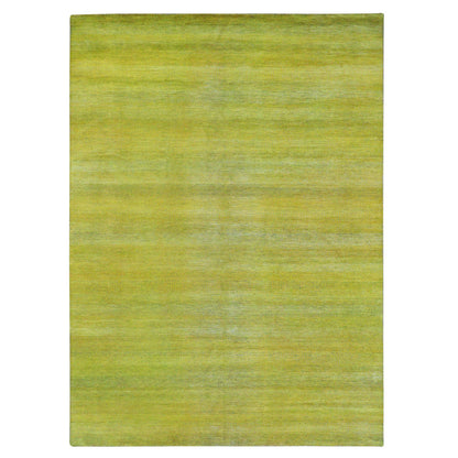 Modern and Contemporary Wool & Silk Hand Knotted Rug Yellow 8.10x12.5 -O076324