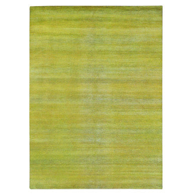 Modern and Contemporary Wool & Silk Hand Knotted Rug Yellow 8.10x12.5 -O076324