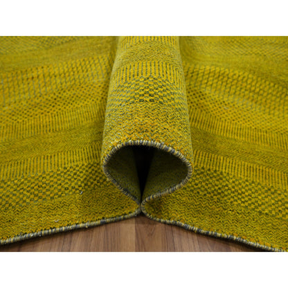 Modern and Contemporary Wool & Silk Hand Knotted Rug Yellow 8.10x12.5 -O076324