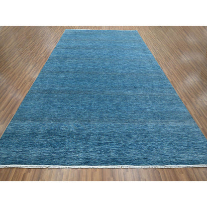 Modern and Contemporary Wool & Silk Hand Knotted Rug Blue 10.0x14.2 -O076325