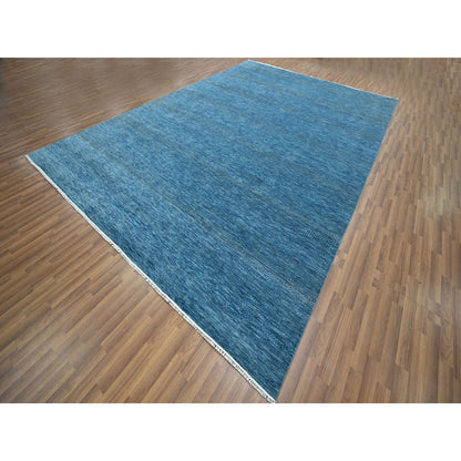 Modern and Contemporary Wool & Silk Hand Knotted Rug Blue 10.0x14.2 -O076325