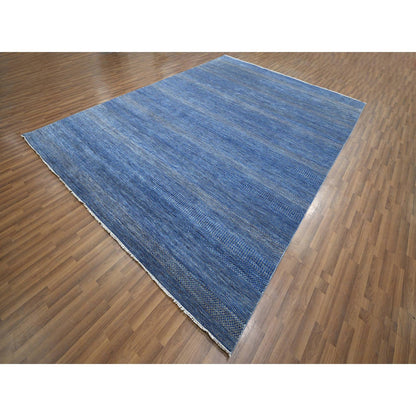 Modern and Contemporary Wool & Silk Hand Knotted Rug Blue 9.0x12.3 -O076326