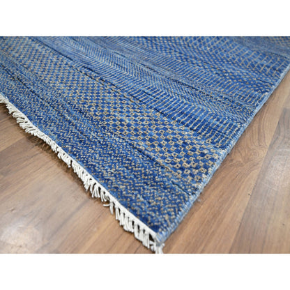 Modern and Contemporary Wool & Silk Hand Knotted Rug Blue 9.0x12.3 -O076326