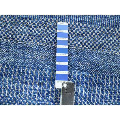 Modern and Contemporary Wool & Silk Hand Knotted Rug Blue 9.0x12.3 -O076326