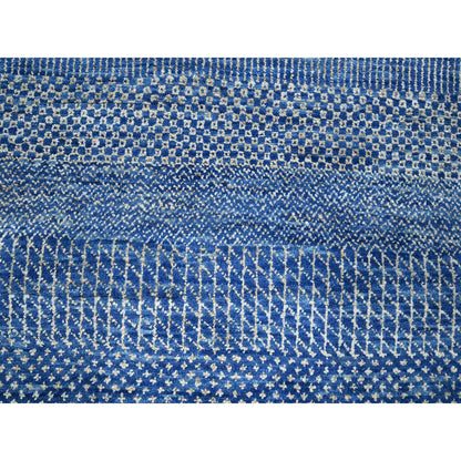 Modern and Contemporary Wool & Silk Hand Knotted Rug Blue 9.0x12.3 -O076326