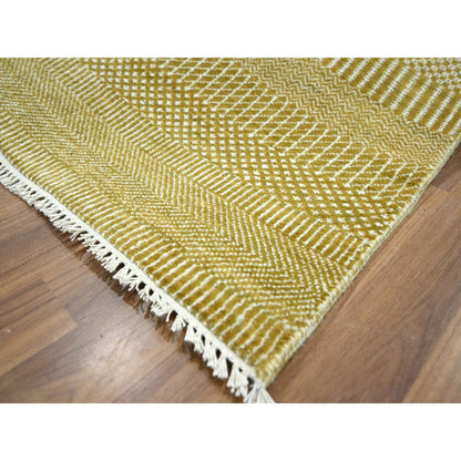 Modern and Contemporary Wool & Silk Hand Knotted Rug Brown 10.2x14.2 -O076328