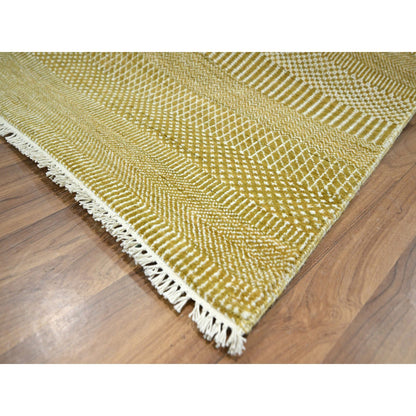 Modern and Contemporary Wool & Silk Hand Knotted Rug Brown 9.0x12.0 -O076329