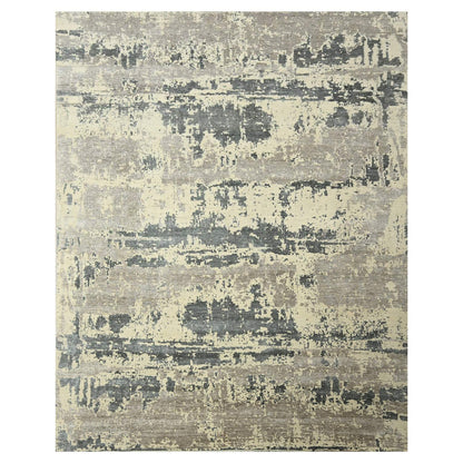 Modern and Contemporary Wool & Silk Hand Knotted Rug Grey 11.10x14.11 -O076331