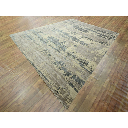 Modern and Contemporary Wool & Silk Hand Knotted Rug Grey 11.10x14.11 -O076331