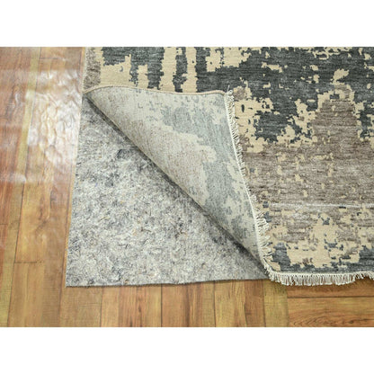 Modern and Contemporary Wool & Silk Hand Knotted Rug Grey 11.10x14.11 -O076331