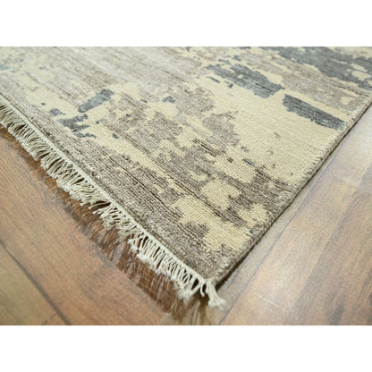 Modern and Contemporary Wool & Silk Hand Knotted Rug Grey 11.10x14.11 -O076331