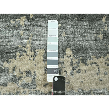 Modern and Contemporary Wool & Silk Hand Knotted Rug Grey 11.10x14.11 -O076331