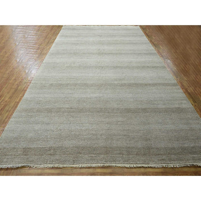 Modern and Contemporary Wool & Silk Hand Knotted Rug Brown 10.0x13.11 -O076333