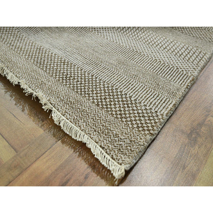 Modern and Contemporary Wool & Silk Hand Knotted Rug Brown 10.0x13.11 -O076333