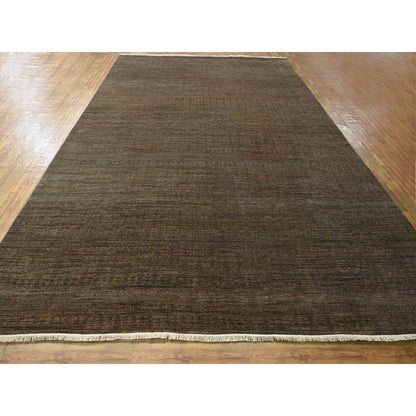 Modern and Contemporary Wool & Silk Hand Knotted Rug Brown 10.0x14.0 -O076334