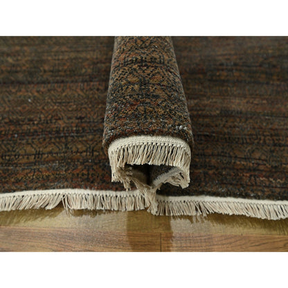 Modern and Contemporary Wool & Silk Hand Knotted Rug Brown 10.0x14.0 -O076334