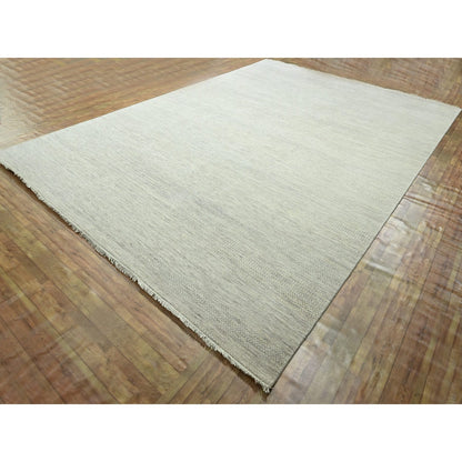 Modern and Contemporary Wool & Silk Hand Loomed Rug Ivory 10.0x14.0 -O076335