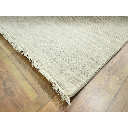 Modern and Contemporary Wool & Silk Hand Loomed Rug Ivory 10.0x14.0 -O076335