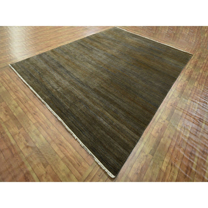 Modern and Contemporary Wool & Silk Hand Knotted Rug Brown 9.0x11.10 -O076336