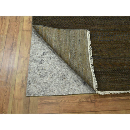 Modern and Contemporary Wool & Silk Hand Knotted Rug Brown 9.0x11.10 -O076336
