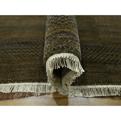 Modern and Contemporary Wool & Silk Hand Knotted Rug Brown 9.0x11.10 -O076336