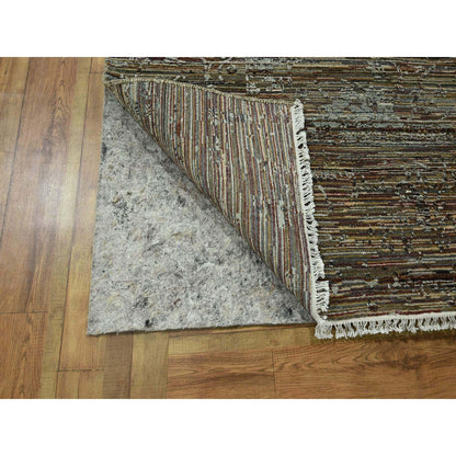 Modern and Contemporary Wool & Silk Hand Knotted Rug Brown 8.10x11.11 -O076337