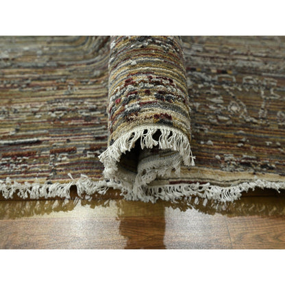 Modern and Contemporary Wool & Silk Hand Knotted Rug Brown 8.10x11.11 -O076337