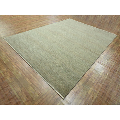 Modern and Contemporary Wool & Silk Hand Knotted Rug Green 9.0x12.2 -O076338