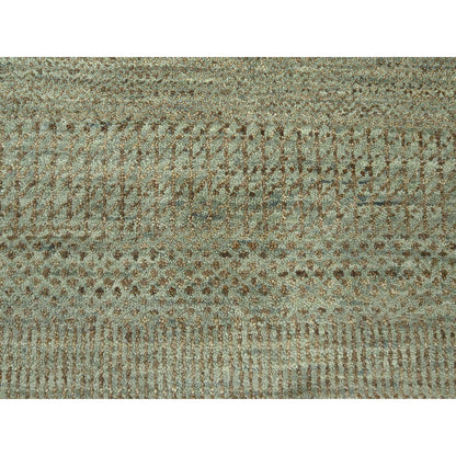 Modern and Contemporary Wool & Silk Hand Knotted Rug Green 9.0x12.2 -O076338