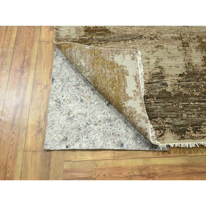 Modern and Contemporary Wool & Silk Hand Knotted Rug Beige 8.11x11.11 -O076339