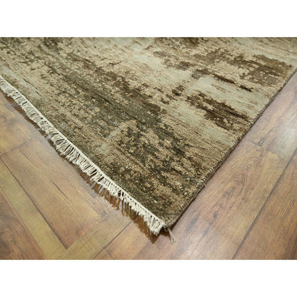 Modern and Contemporary Wool & Silk Hand Knotted Rug Beige 8.11x11.11 -O076339