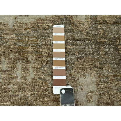 Modern and Contemporary Wool & Silk Hand Knotted Rug Beige 8.11x11.11 -O076339