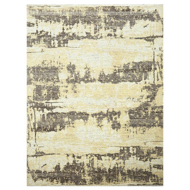 Modern and Contemporary Wool & Silk Hand Knotted Rug Ivory 8.11x12.0 -O076340