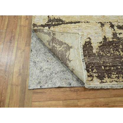 Modern and Contemporary Wool & Silk Hand Knotted Rug Ivory 8.11x12.0 -O076340