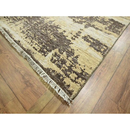 Modern and Contemporary Wool & Silk Hand Knotted Rug Ivory 8.11x12.0 -O076340