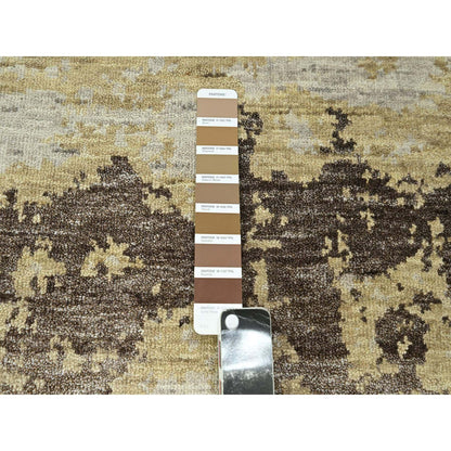 Modern and Contemporary Wool & Silk Hand Knotted Rug Ivory 8.11x12.0 -O076340