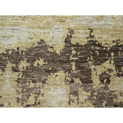 Modern and Contemporary Wool & Silk Hand Knotted Rug Ivory 8.11x12.0 -O076340