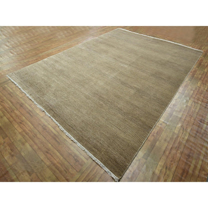 Modern and Contemporary Wool & Silk Hand Knotted Rug Brown 8.10x11.11 -O076342