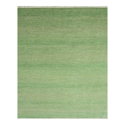 Modern and Contemporary Wool & Silk Hand Knotted Rug Green 8.1x10.3 -O076343