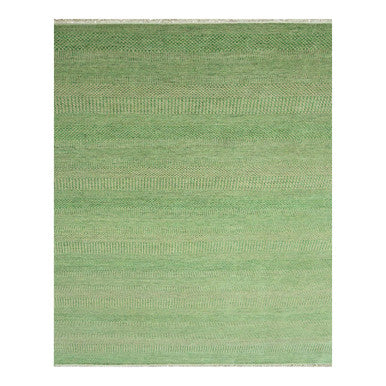 Modern and Contemporary Wool & Silk Hand Knotted Rug Green 8.1x10.3 -O076343