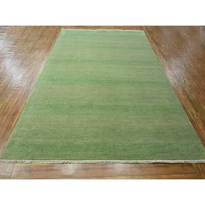 Modern and Contemporary Wool & Silk Hand Knotted Rug Green 8.1x10.3 -O076343
