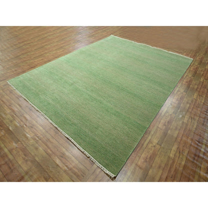 Modern and Contemporary Wool & Silk Hand Knotted Rug Green 8.1x10.3 -O076343