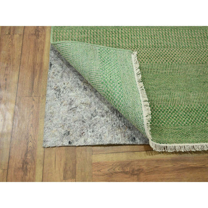 Modern and Contemporary Wool & Silk Hand Knotted Rug Green 8.1x10.3 -O076343