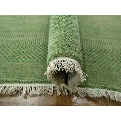 Modern and Contemporary Wool & Silk Hand Knotted Rug Green 8.1x10.3 -O076343