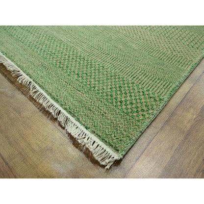 Modern and Contemporary Wool & Silk Hand Knotted Rug Green 8.1x10.3 -O076343