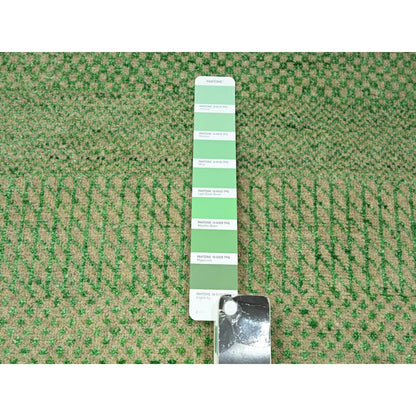 Modern and Contemporary Wool & Silk Hand Knotted Rug Green 8.1x10.3 -O076343
